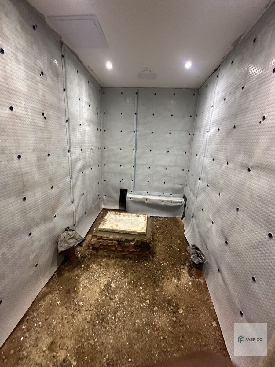 Cavity drain membrane fitted to basement walls