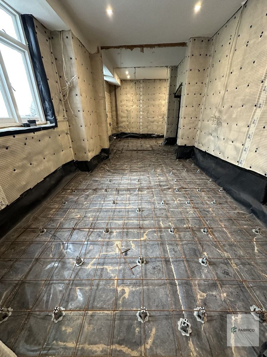 Cavity drain membrane — multiple rooms covered