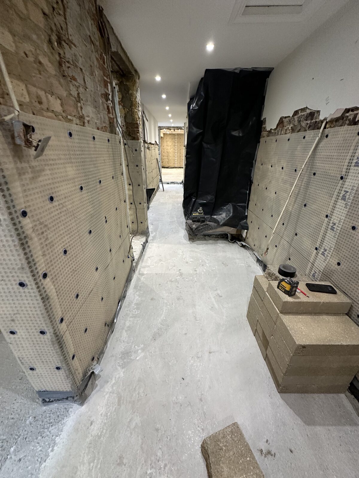 Basement conversion near completion — walls and floor prepared